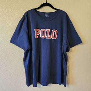 Vintage 90s Navy Polo by Ralph Lauren logo spellout tee